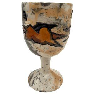 Orion Crossing Cave Art Collection Running Horse Goblet Chalice Signed Brown